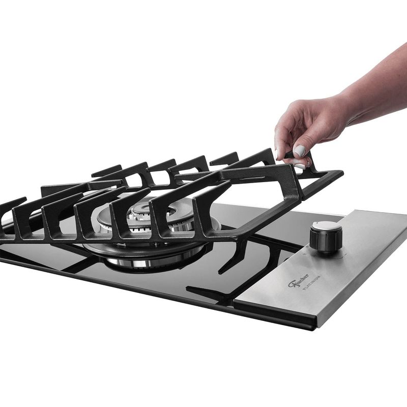 Cooktop Fischer 33790-92104 Platinium com Trempe de Ferro Fundido Gás 1 Boca Tripla Chama Preto Bivolt