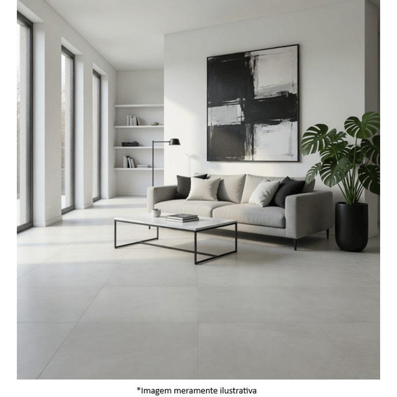 Porcelanato Embramaco 83051 Carbon Off White Plus Acetinado Classe A - Retificado 83 x 83 Cm 2,73 m²