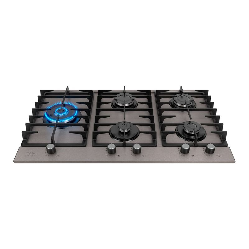 Cooktop Fischer 38420-107470 Platinium Prime com Trempe de Ferro Fundido Gás 5 Bocas Tripla Chama Aço Escovado Bivolt