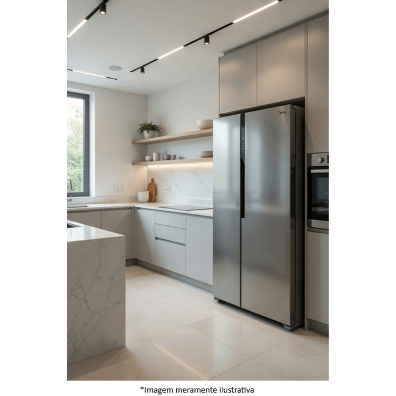 Refrigerador Midea MDRS598FGA042 Frost Free Side by Side 442 L Inox 220 V