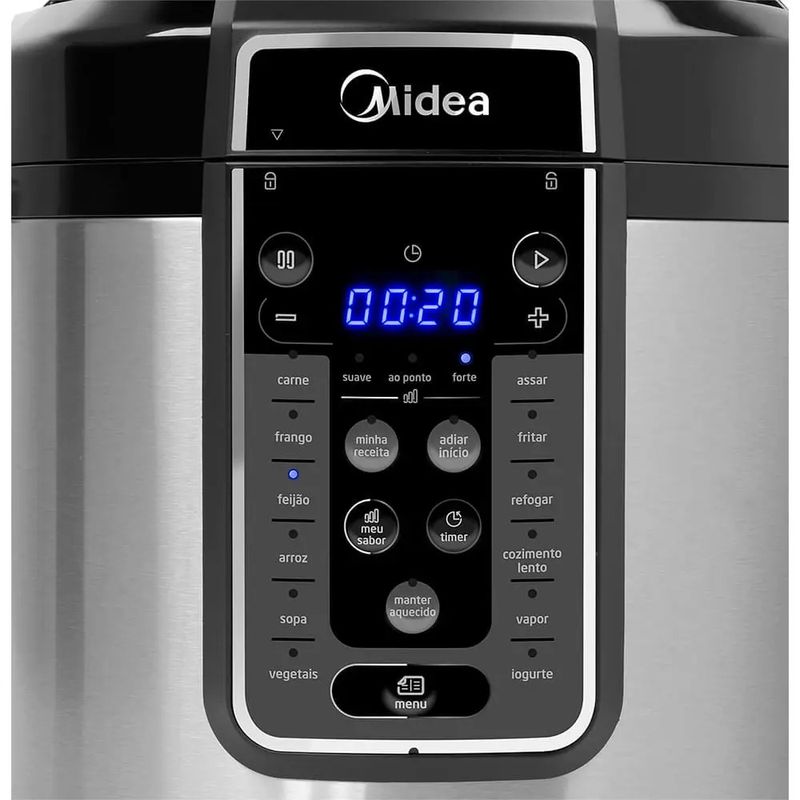 Panela de Pressão Midea PPG70S2 Elétrica 915 W 220 V 6 L Inox/Preta
