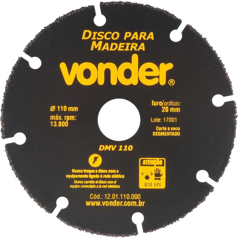 Disco Vonder DMV 110 Segmentado Para Madeira 110 x 20 mm