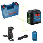 Nível Bosch GLL2XG LI Pro a Laser C/ Gancho, Maleta e Bateria 3,7 V Verde
