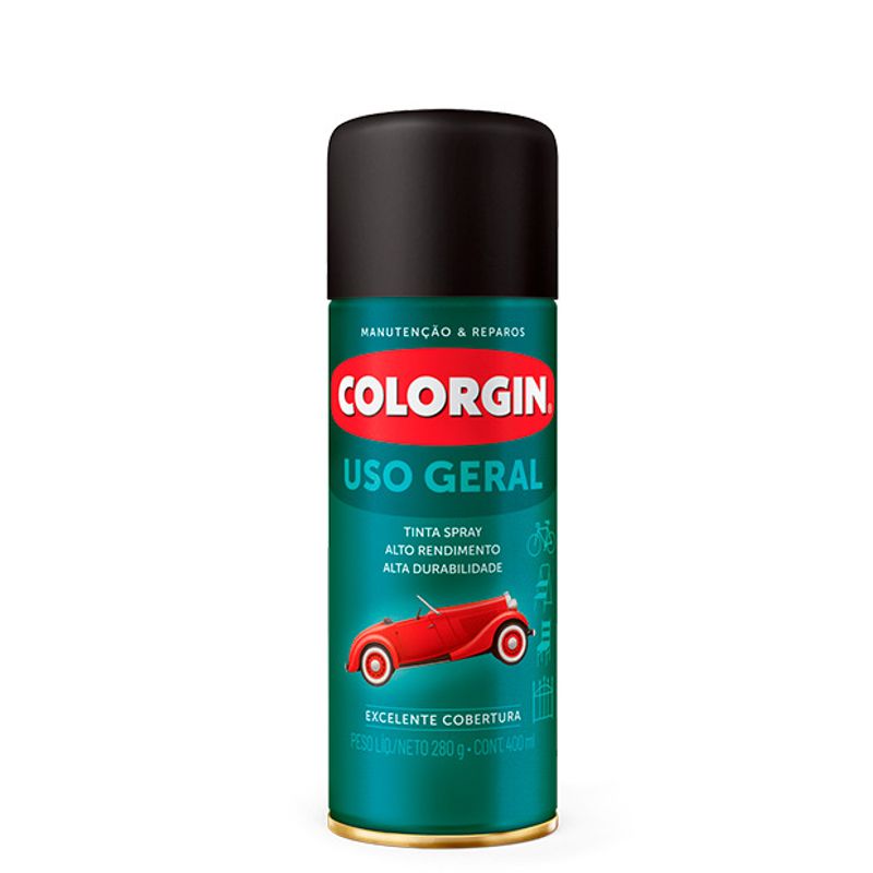 Tinta Colorgin Spray Uso Geral Premium Brilhante Vermelho 400 ml / 280 g