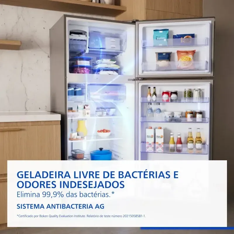 Refrigerador Panasonic NR-BT58PV3XB Inverter Frost Free 2 Portas 446 L Aço Escovado 220 V